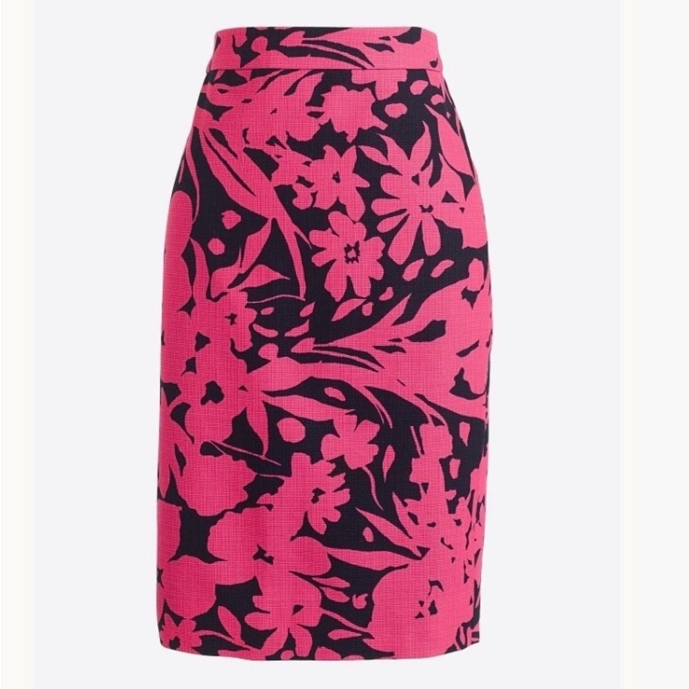 J Crew Basketweave Pencil Skirt in Neon Dahlia Women’s size 0 NWT Cotton